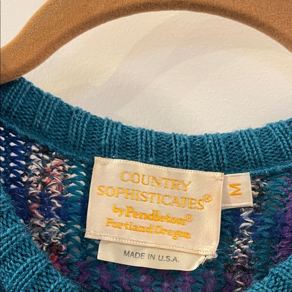 VINTAGE! Colorful Teal, Blue, & Purple Retro Cardigan, Women’s Medium - Picture 5 of 9